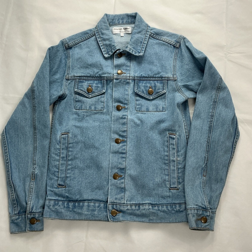 American Apparel Classic Trucker Jean Jacket Mens XXS Light Wash Denim RSAND400W